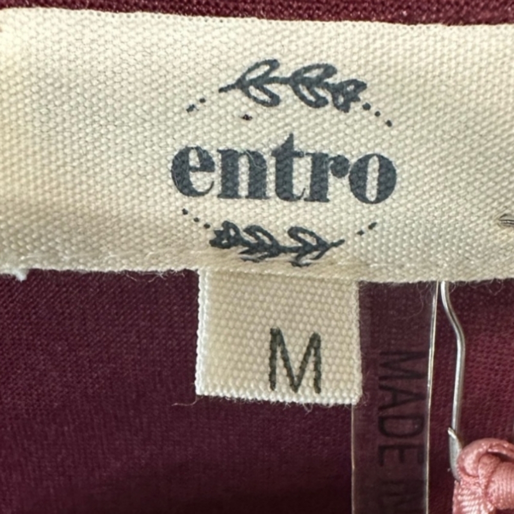 Entro Burgundy V-Neck Blouse Size M NWT - Picture 8 of 9